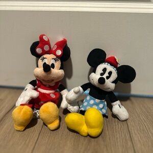 Disney Minnie and Mickey Mouse Plush Toys - Red, Yellow, Blue, Black